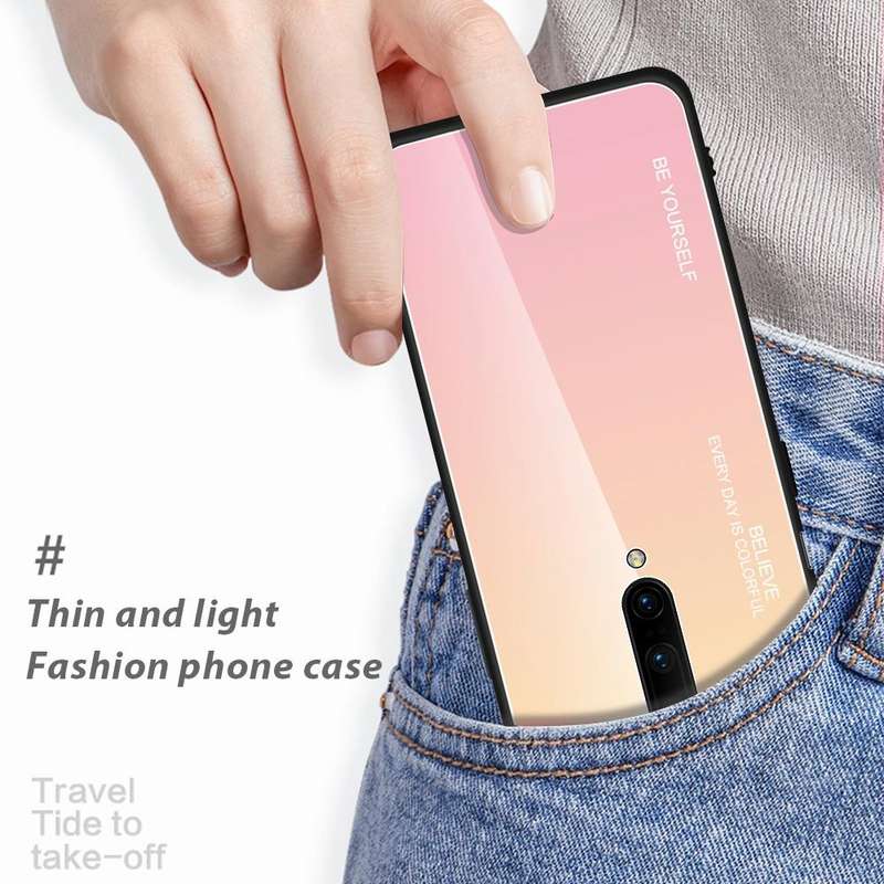 For OnePlus 7 Pro Gradient Color Glass Case(Blue)