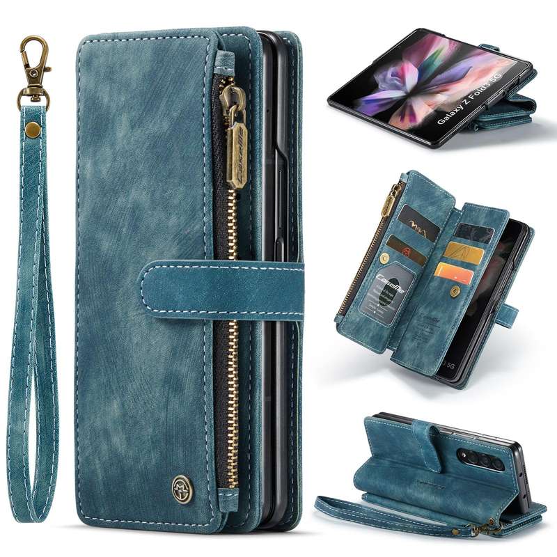For Samsung Galaxy Z Fold3 5G CaseMe C30 Multifunctional Phone Leather Phone Case(Blue)