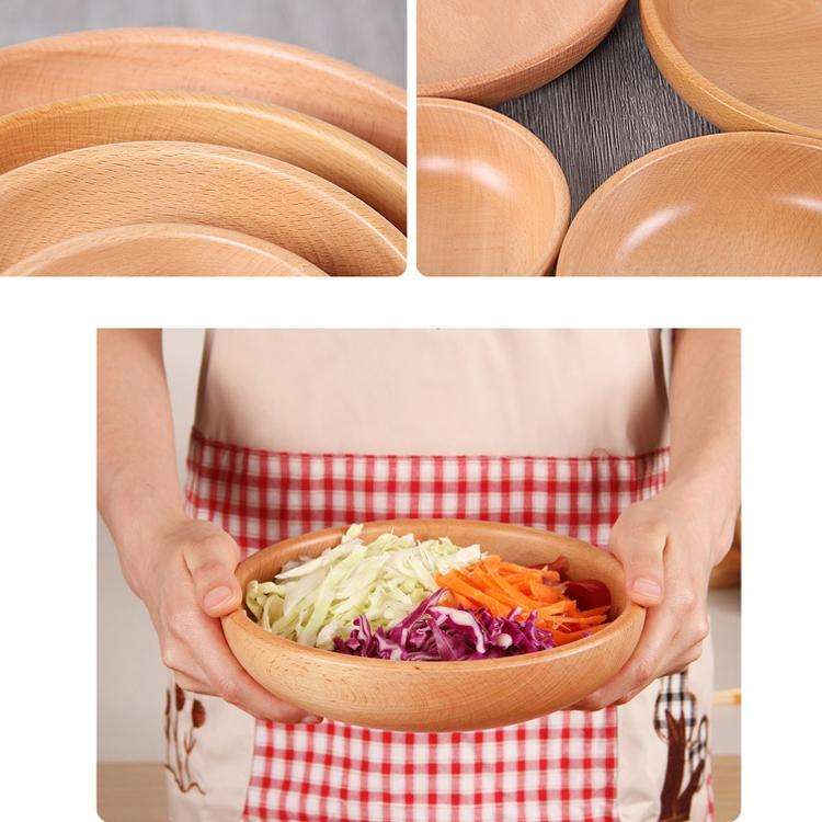 Round Fruit Plate Salad Bowl Thick Wood Dried Fruit Plate Fruit Sushi Plate, Specification: 15cm