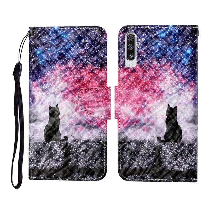 For Samsung Galaxy A50 / A30s Colored Drawing Pattern Horizontal Flip Leather Case with Holder & ...