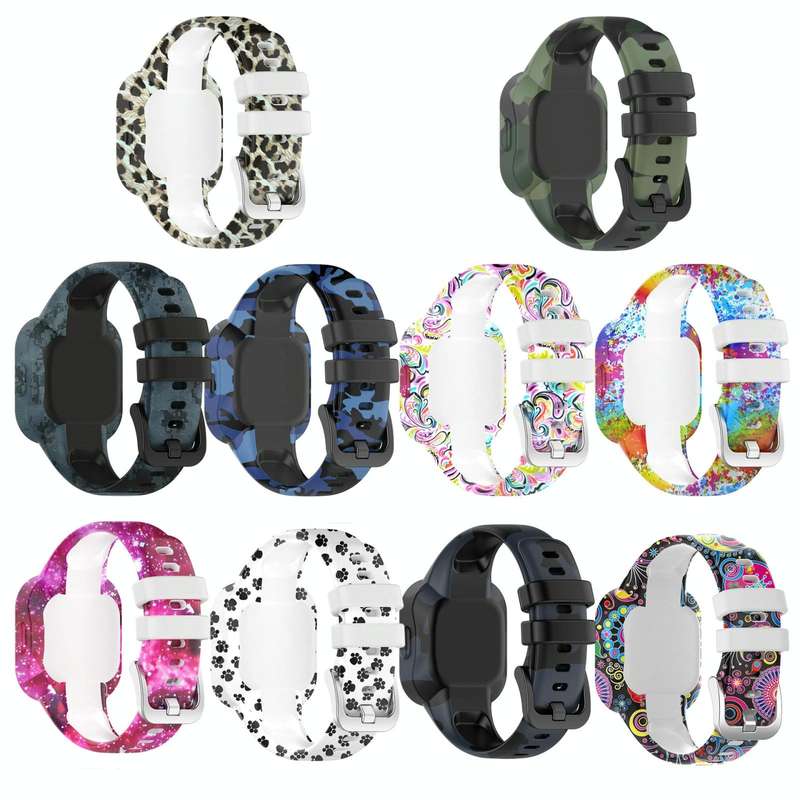 For Garmin Vivofit JR3 Silicone Printing Watch Band(Camouflage Gray)