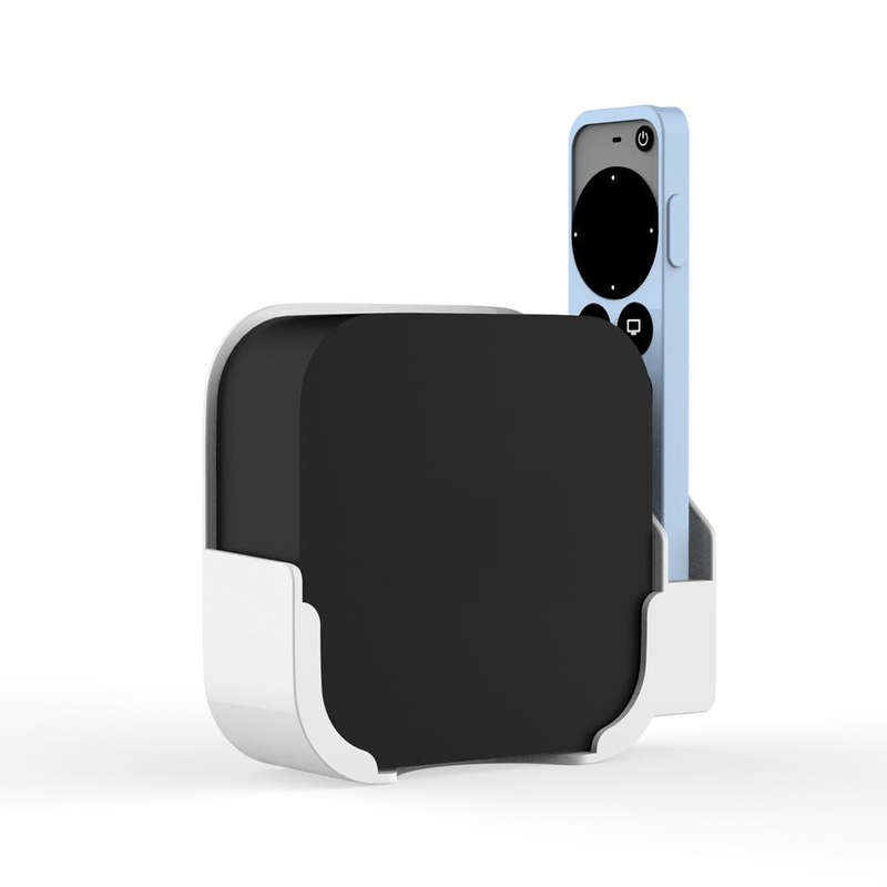JV06T Set Top Box Bracket + Remote Control Protective Case Set for Apple TV(White + Red)