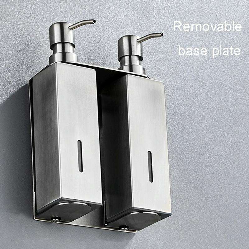 Hotel Stainless Steel Soap Dispenser Home Wall Mounted No Punch Press To Soap Bottle, Style: Squa...