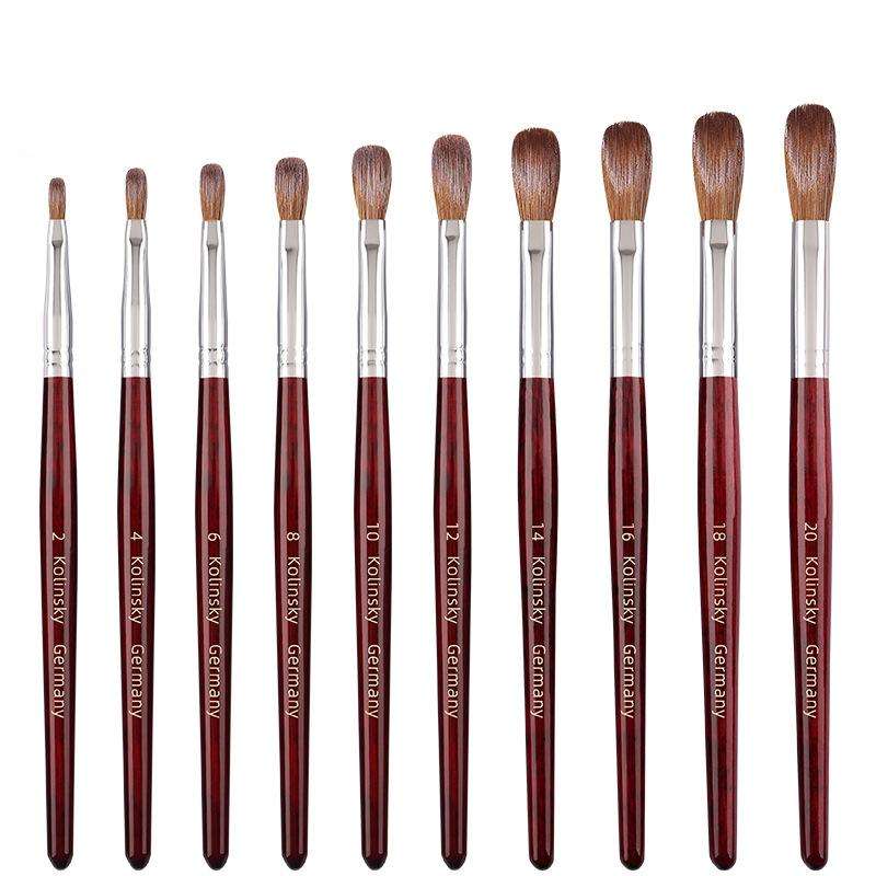 Red Wood Handle Kolinsky Hair Nail Art Brush No. 6