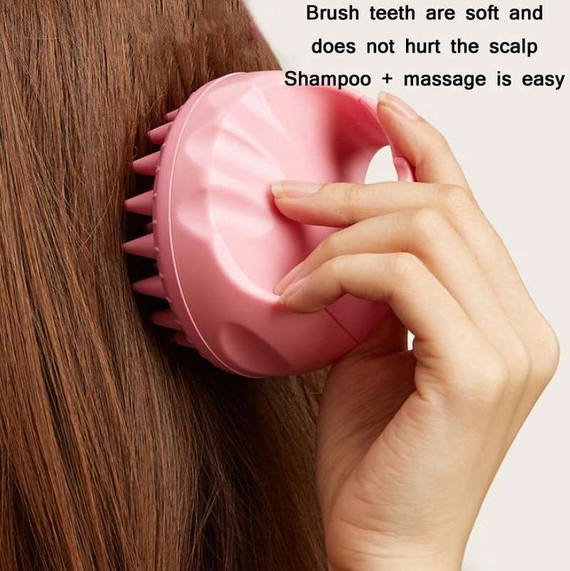 Round Hair Washing Brush Silicone Wet & Dry Multipurpose Massage Brush(Pink)