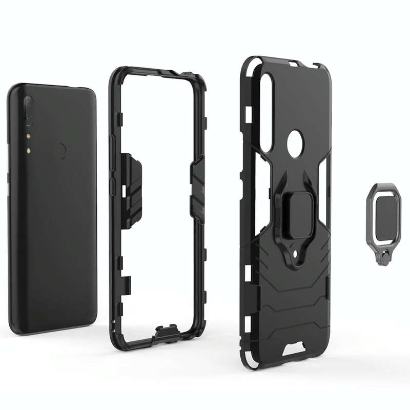 PC + TPU Shockproof Protective Case for Huawei P Smart Z / Y9 Prime (2019), with Magnetic Ring Ho...