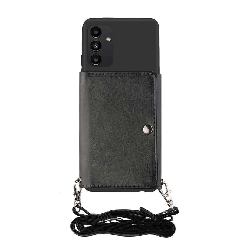 For Samsung Galaxy A34 5G Crossbody Lanyard Wallet Card Bag Phone Case(Black)