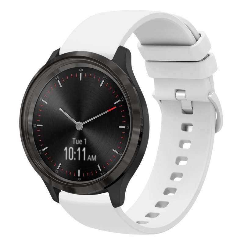 For Garmin Vivomove 3 20mm Solid Color Soft Silicone Watch Band(White)