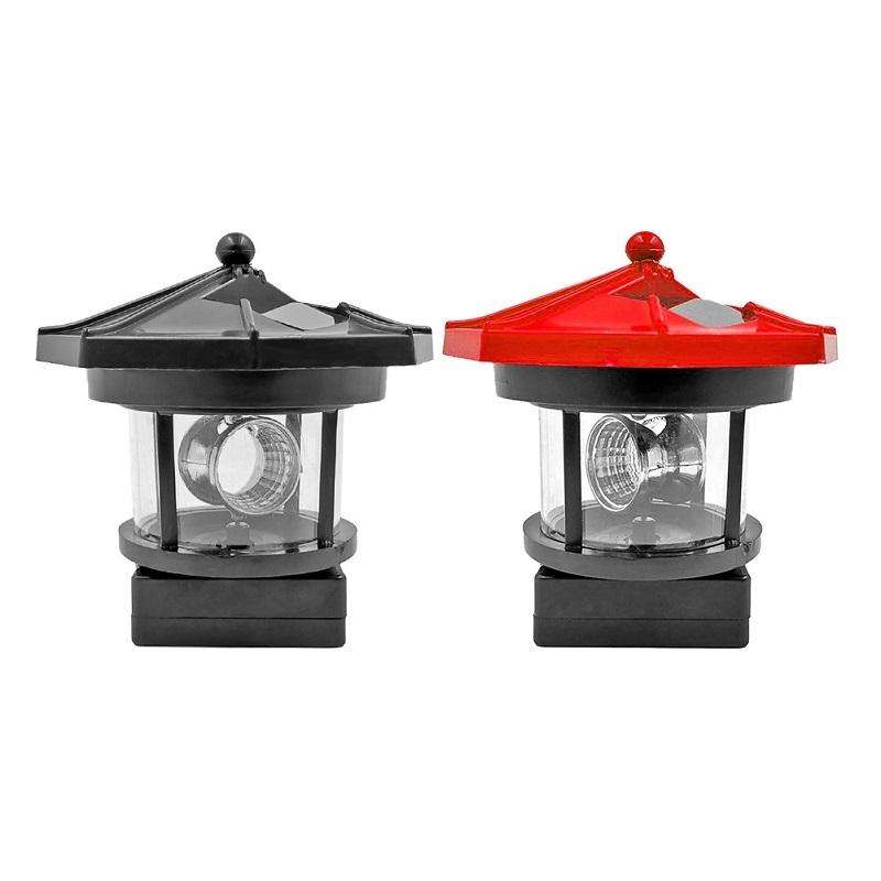 Outdoor Waterproof LED Solar Rotating Lighthouse Garden Decoration Induction Landscape Light(Red)