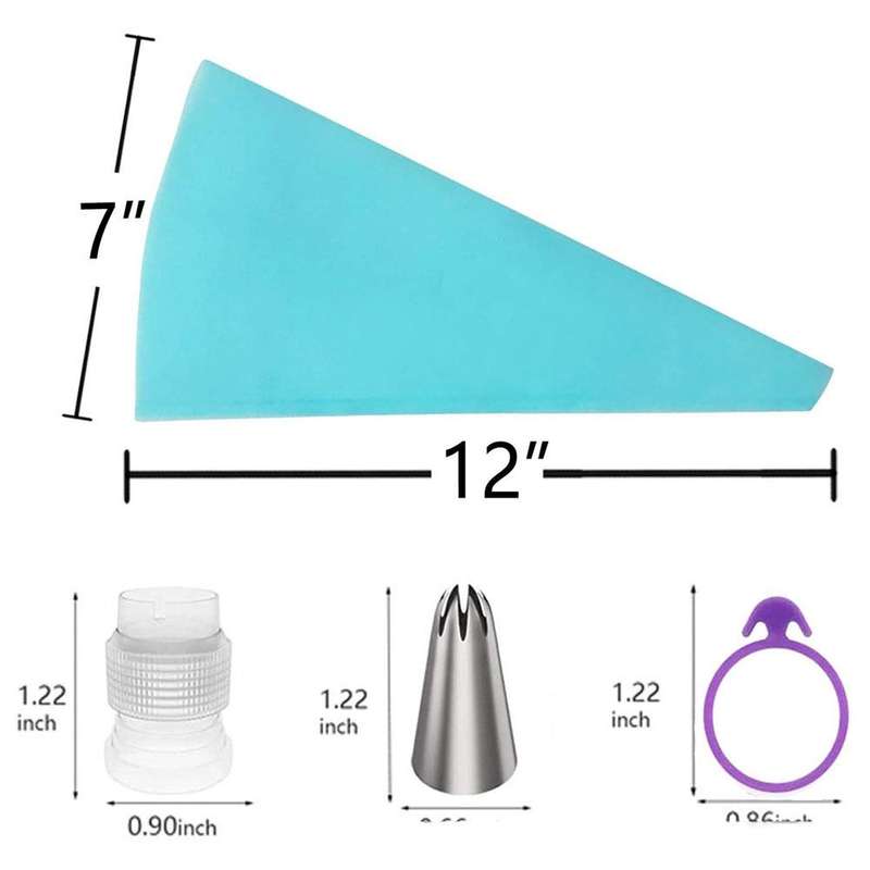 15 In 1 Silicone Icing Piping Cream Pastry Bag Stainless Steel Cake Nozzle Set(Blue)