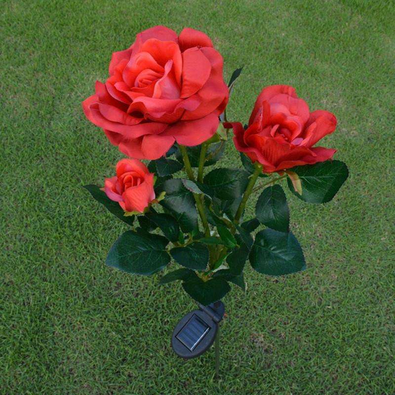 Solar LED Artificial Rose Lantern Garden Decoration Lawn Lamp(Pink)
