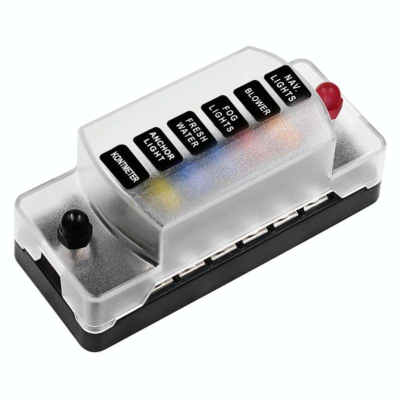 ZH-978A1 FB1901 1 In 6 Out 6 Ways Independent Positive Negative Fuse Box with 12 Fuses for Auto C...