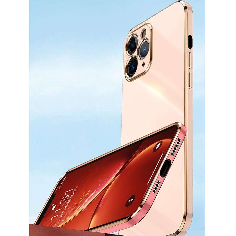 For iPhone 12 XINLI Straight 6D Plating Gold Edge TPU Shockproof Case(Cherry Purple)