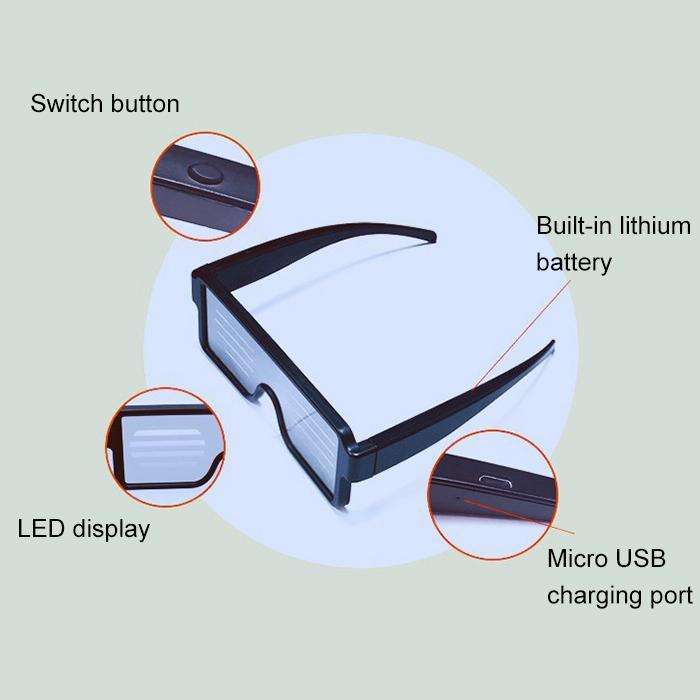 Night Club Bar Disco LED Light Emitting Glasses Festival Party USB Charging Shutter Dynamic Flash...