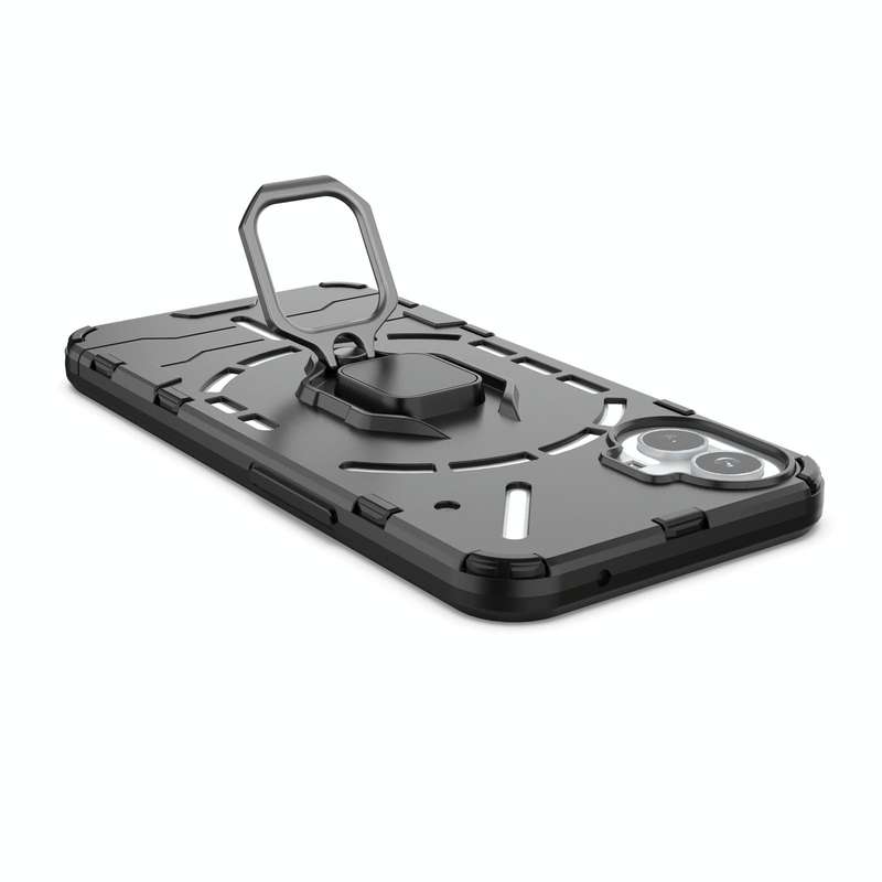 For Nothing Phone 1 PC + TPU Shockproof Protective Phone Case with Magnetic Ring Holder(Black)