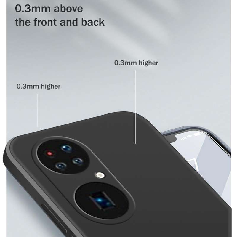 For Huawei P50 Pro Solid Color Imitation Liquid Silicone Straight Edge Dropproof Full Coverage Pr...