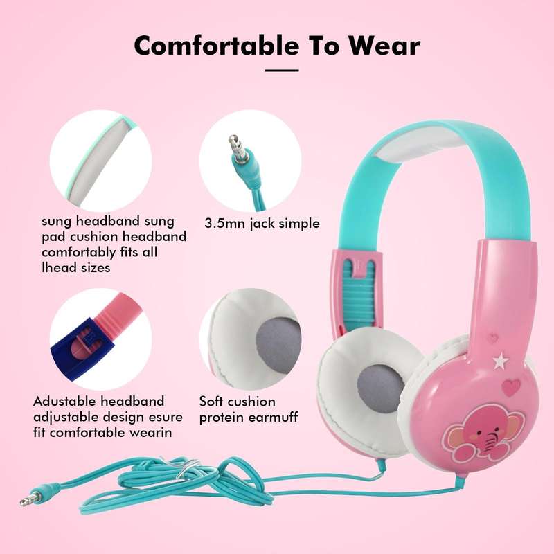 KID101 Portable Cute Children Learning Wired Headphone(Blue Red)