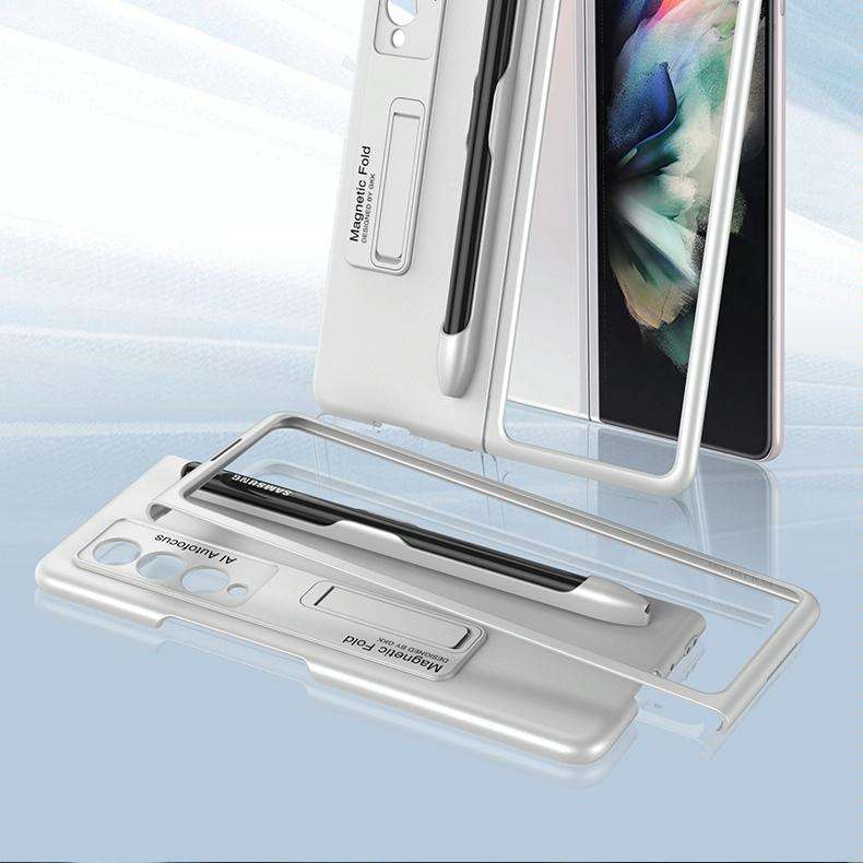 For Samsung Galaxy Z Fold3 5G GKK Ultra-thin PC Phone Flip Case with Holder & Pen Slot(Grey)
