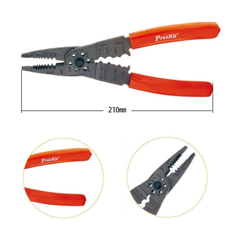 ProsKit 7 In 1 Multi-Function Wire Stripper Wire Cutting and Crimping Pliers(8PK-CT009)