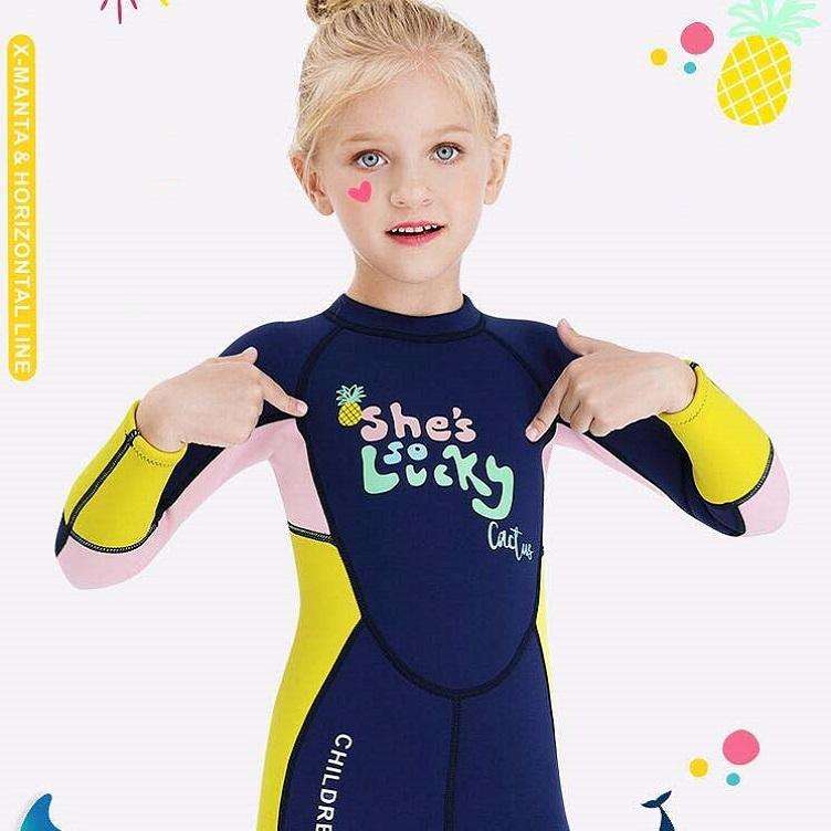 DIVE&SAIL Children Warm Swimsuit One-piece Wetsuit Long Sleeve Cold-proof Snorkeling Surfing Suit...