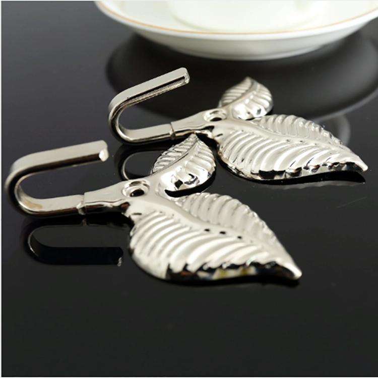 2 PCS Iron Leaf Shaped Curtain Tie Wall Hooks Home Decor(Silver)