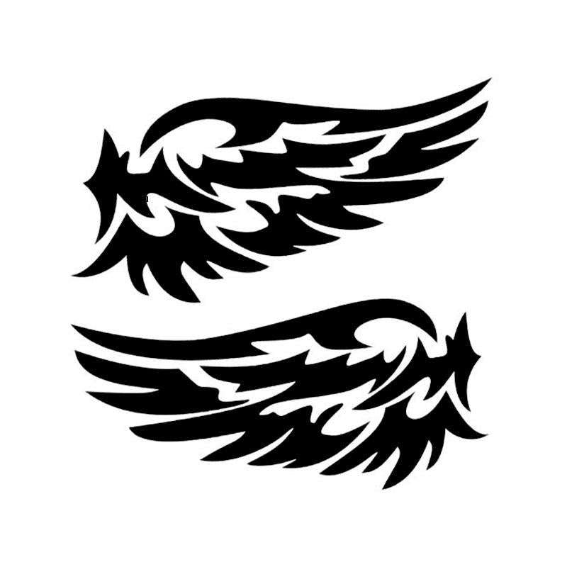 5 PCS Guardian Angel Wings Lovely Reflective Car Stickers Fashion Car Rearview Mirror Decal (Black)