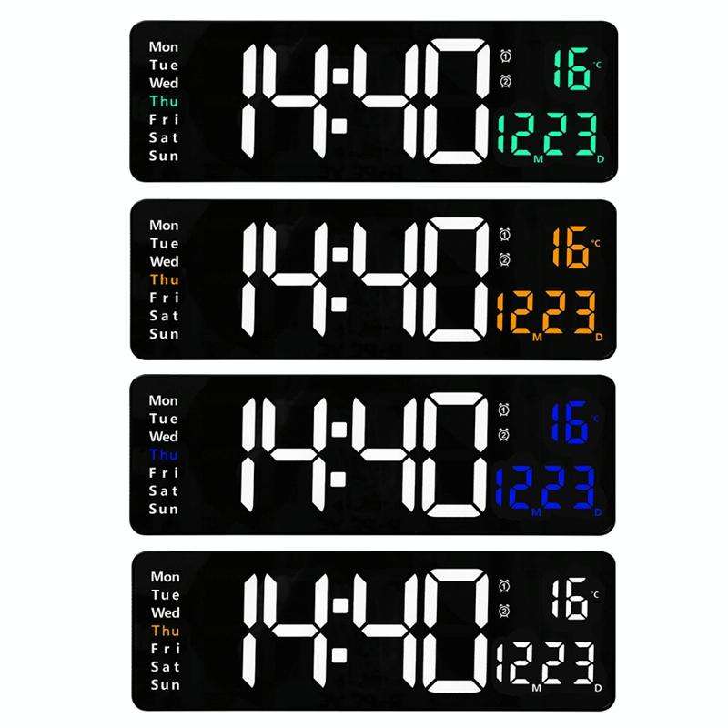 6626 Living Room Wall-Mounted Large Screen Display LED Digital Clock, Color: Green Temperature