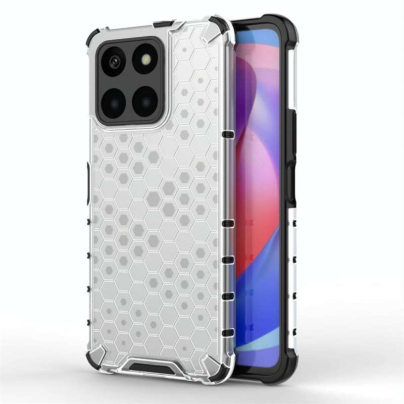 For Honor X6A 4G Shockproof Honeycomb Phone Case(White)