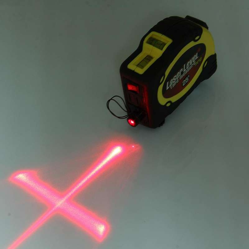 Laser Level with Tape Measure Pro (25 feet) & Belt Clip / Can be Attached to Tripod(Yellow)
