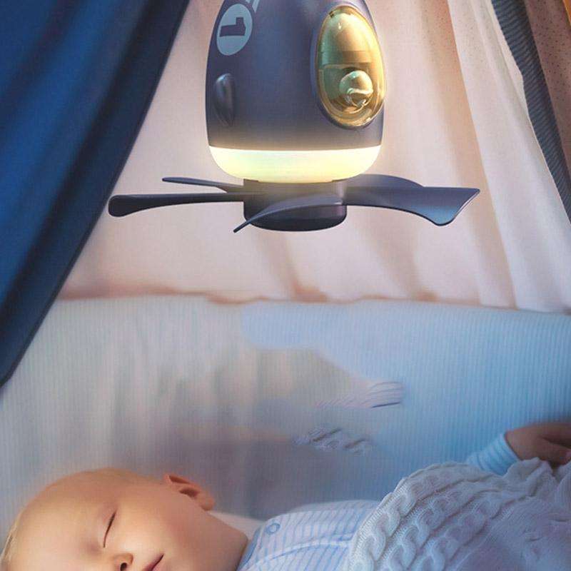 MF023 Airplane Night Light Ceiling Fan Household USB Remote Control Fan(White)