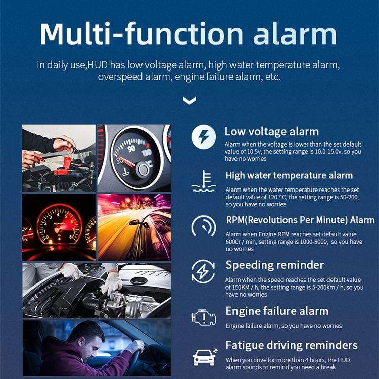 M12 OBD2 + GPS Mode Car Head-up Display HUD Overspeed / Speed / Water Temperature / Low Voltage /...