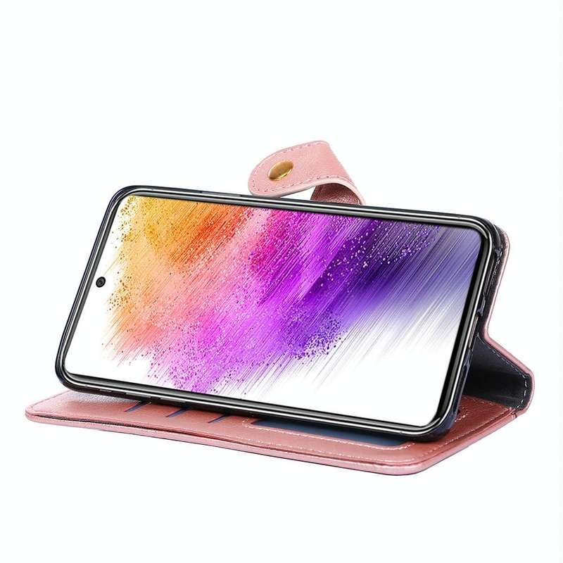 For OPPO Reno7 A JP Version Zipper Bag Leather Phone Case(Rose Gold)