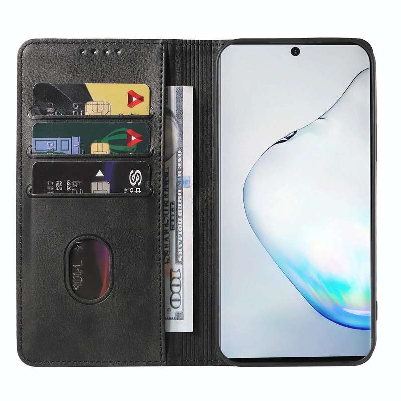 For Samsung Galaxy Note10+ Magnetic Closure Leather Phone Case(Black)