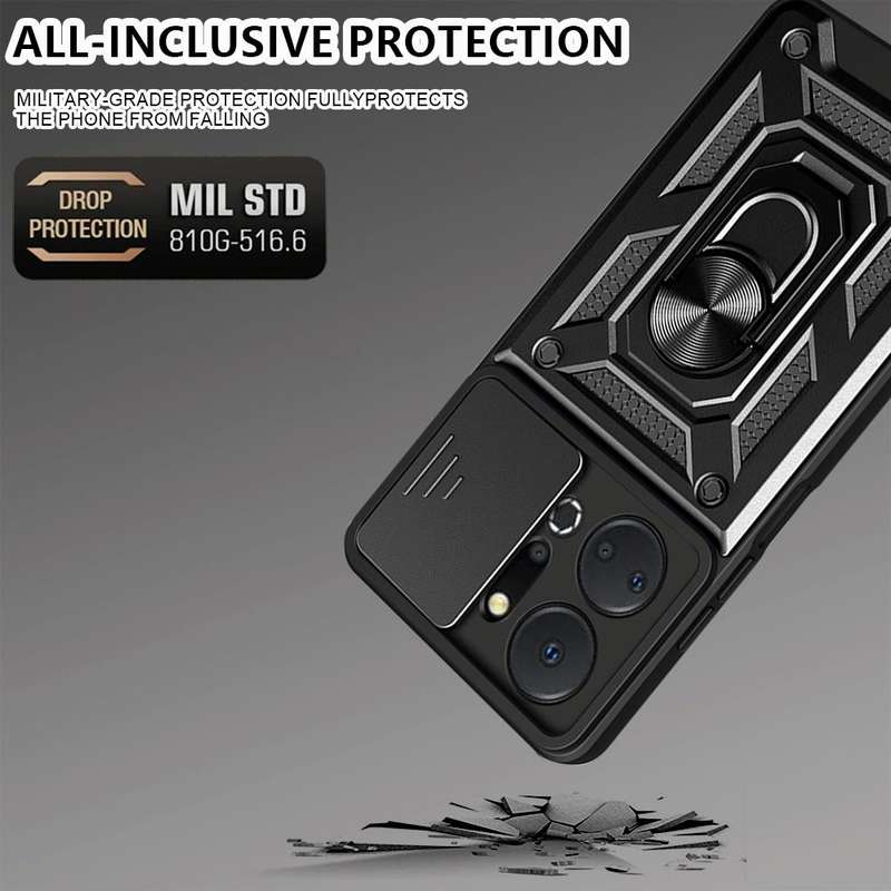 For Honor X7a 5G Sliding Camera Cover Design TPU+PC Phone Case(Black)
