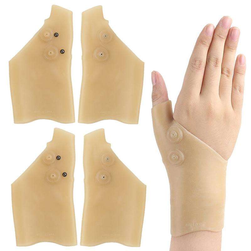 4 PCS Silicone Magnetic Therapy Glove Wrist Sprain Fixed Wrist Cover, Size: One Size(Skin Color)