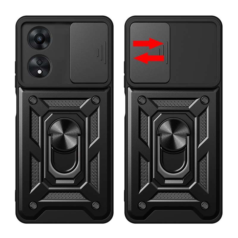 For OPPO A58 4G Global Sliding Camera Cover Design TPU Hybrid PC Phone Case(Red)
