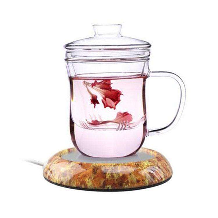 Wood Grain Marble Design USB Desktop Mug Cup Warmer Tea Coffee Drinks Heating Mat Pad, Random Col...