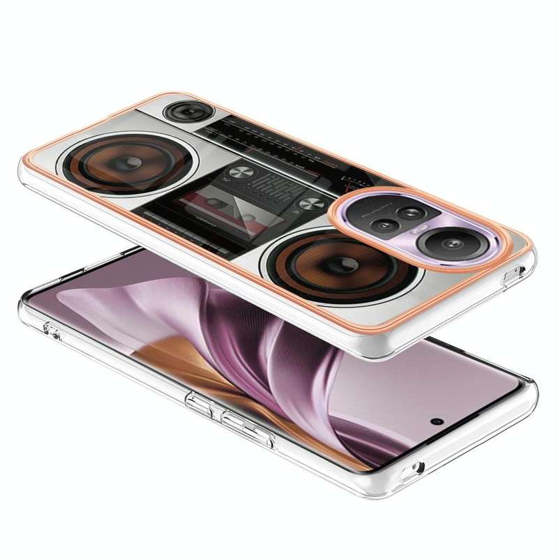 For OPPO Reno10 Pro 5G Global Electroplating Marble Dual-side IMD Phone Case(Retro Radio)