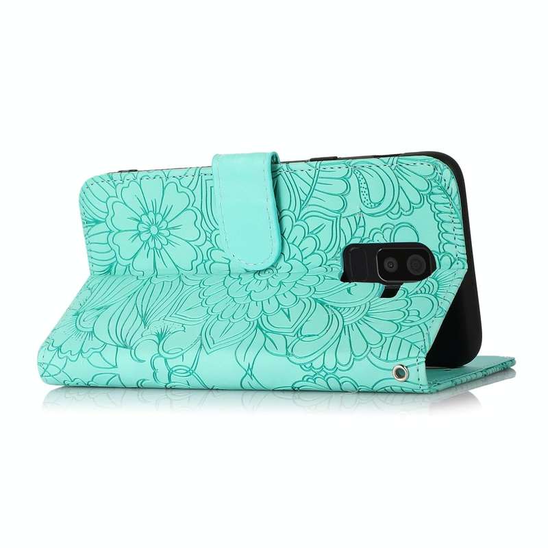 For Samsung Galaxy J8 Skin Feel Embossed Sunflower Horizontal Flip Leather Case with Holder & Car...
