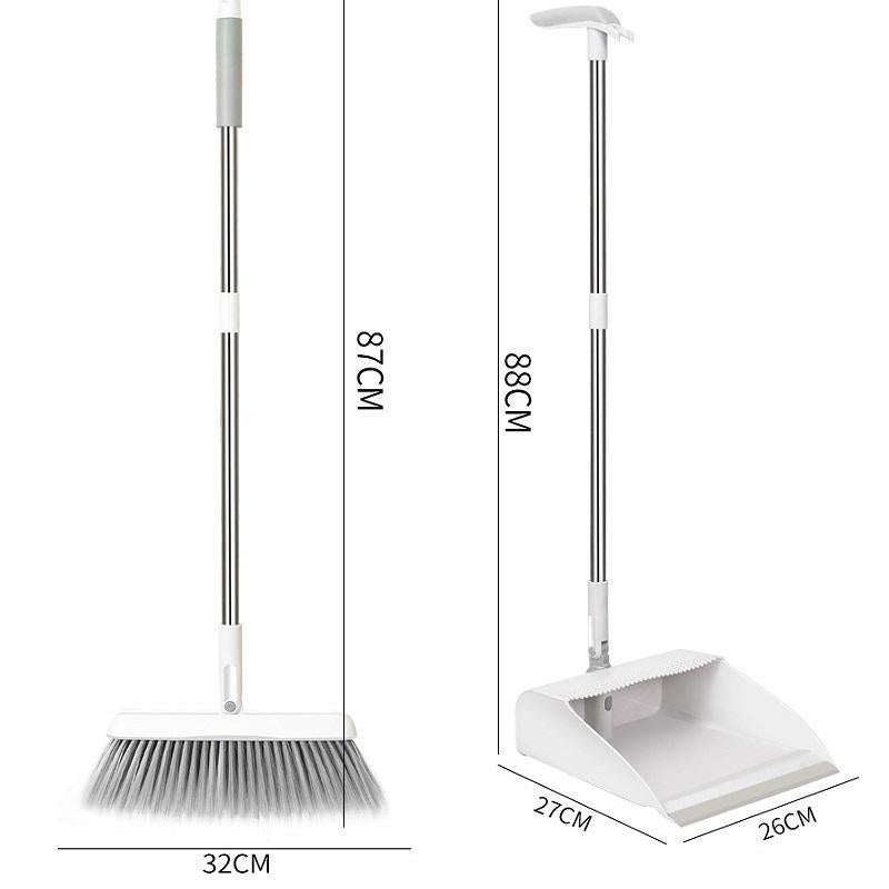 Household Folding Standing Rotatable Broom And Dustpan Set Combination(White)