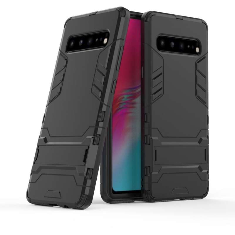Shockproof PC + TPU Case for Galaxy S10 5G, with Holder(Black)