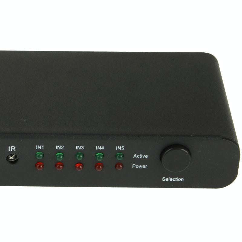 Full HD 1080P 5 Ports HDMI Switch with Remote Control & LED Indicator(Black)