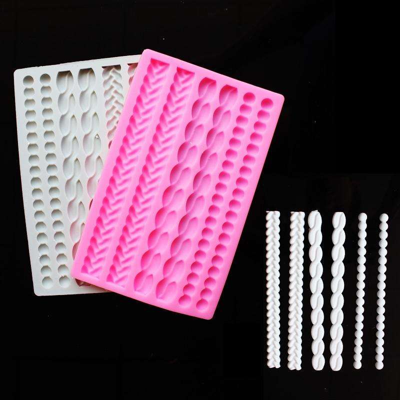 Pearl Twist Braided Fondant Cake Silicone Mold(Pink)