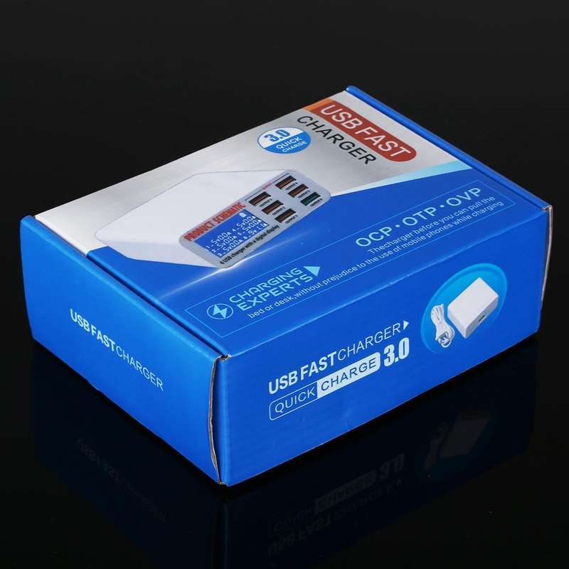 896 40W QC 3.0 6 USB Ports Fast Charger with LCD Digital Display, EU Plug(White)