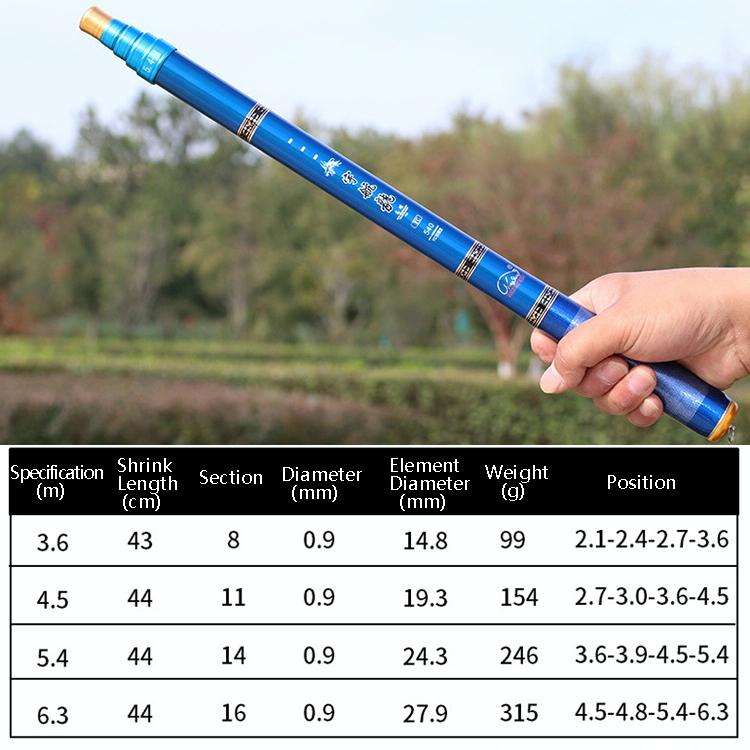 Carbon Short Section Fishing Rod Short Section Positioning Handle Rod, Length: 6.3m(Blue)