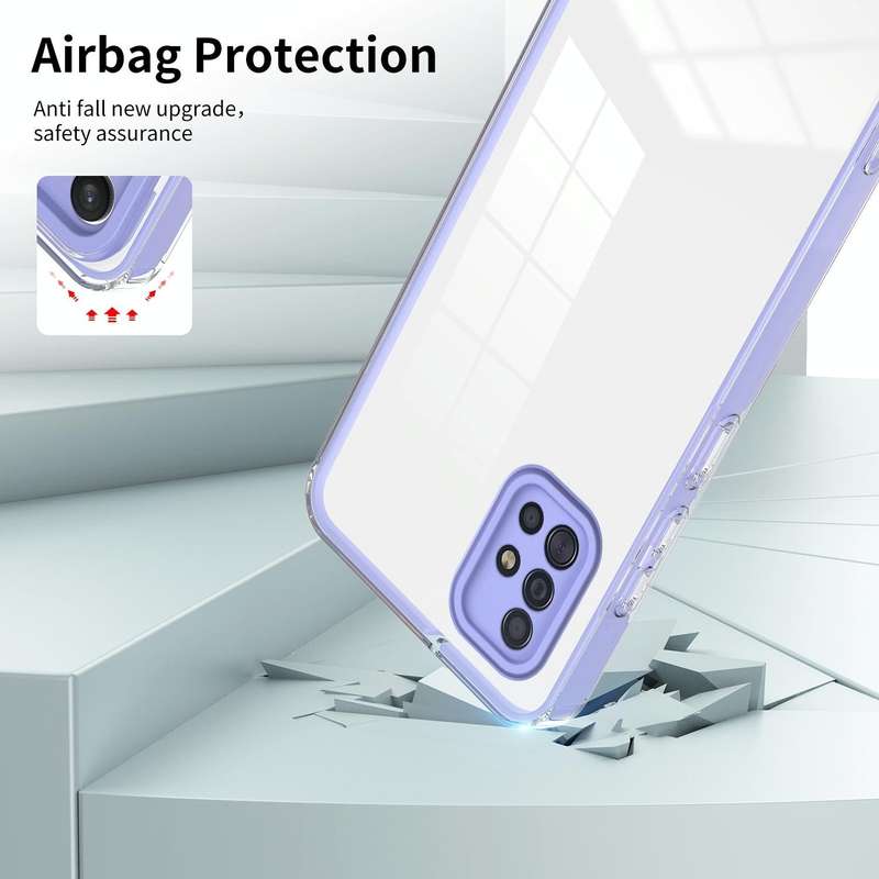 For Samsung Galaxy A51 4G 3 in 1 Clear TPU Color PC Frame Phone Case(Purple)