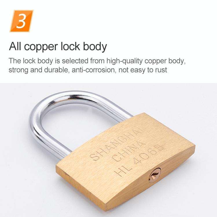 Copper Padlock Small Lock, Style: Long Lock Beam, 30mm Open