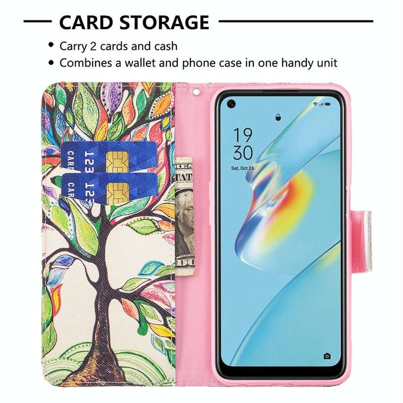 For OPPO A54 4G / A55 5G Colored Drawing Pattern Horizontal Flip Leather Case with Holder & Card ...