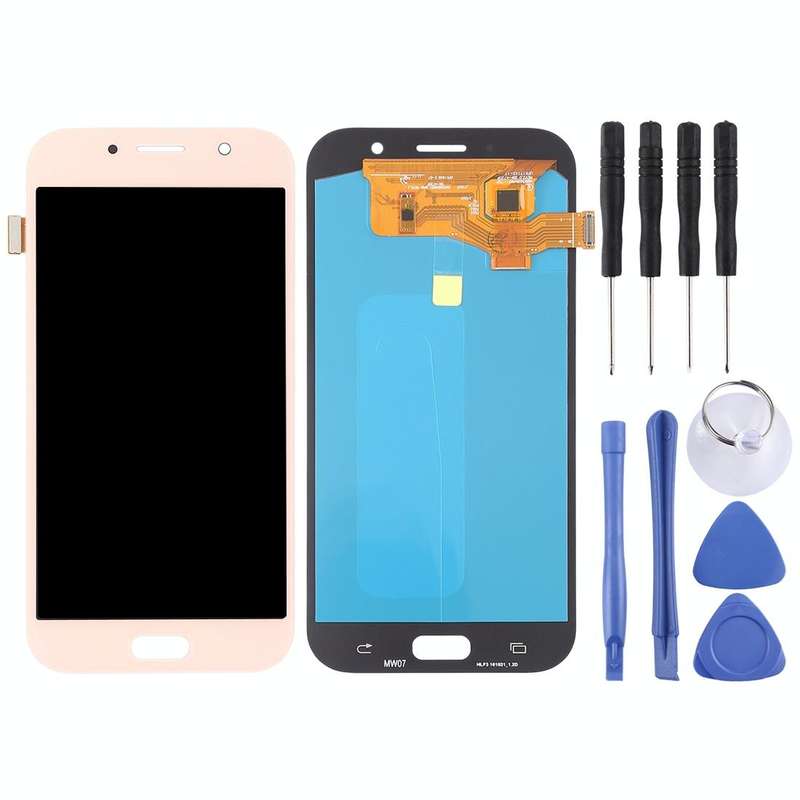 OLED LCD Screen for Galaxy A7 (2017), A720F, A720F/DS with Digitizer Full Assembly (Pink)