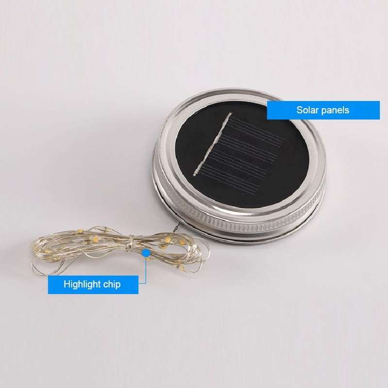 20 LEDs Solar Energy Mason Bottle Cap Pendent Lamp Outdoor Decoration Garden Light, Not Include B...